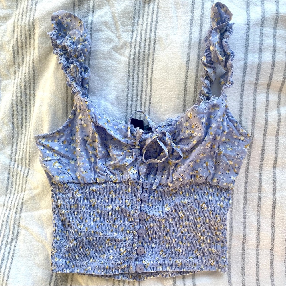 Floral Lavender Milkmaid Crop Top